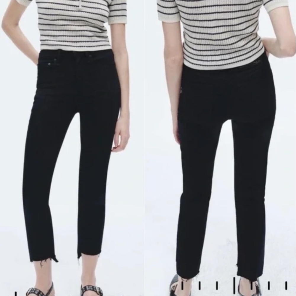 Rag & Bone Wren High-Rise Slim Straight Raw Hem Sz 31 BLACK